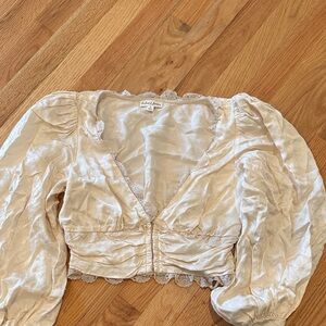 For Love And Lemons Cream Ruched Blouse Size S